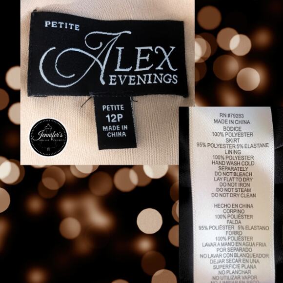 Alex Evenings Black Petite Short Empire Waist Sequin Bodice Sheath Dress 12P - Picture 14 of 16